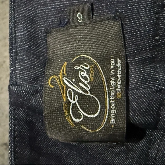 Lux by Elior - Wide-Leg Denim Pants with Striped Accents - Picture 3 of 5